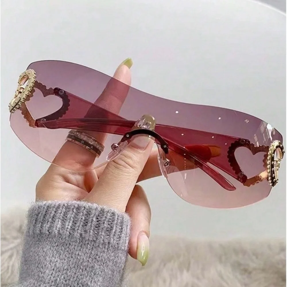 Purple Powder Luxury Heart Sunglasses